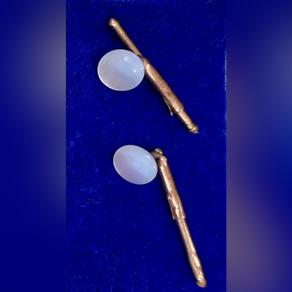 Mother of Pearl & Gold Vintage Tuxedo Studs, Set of 2